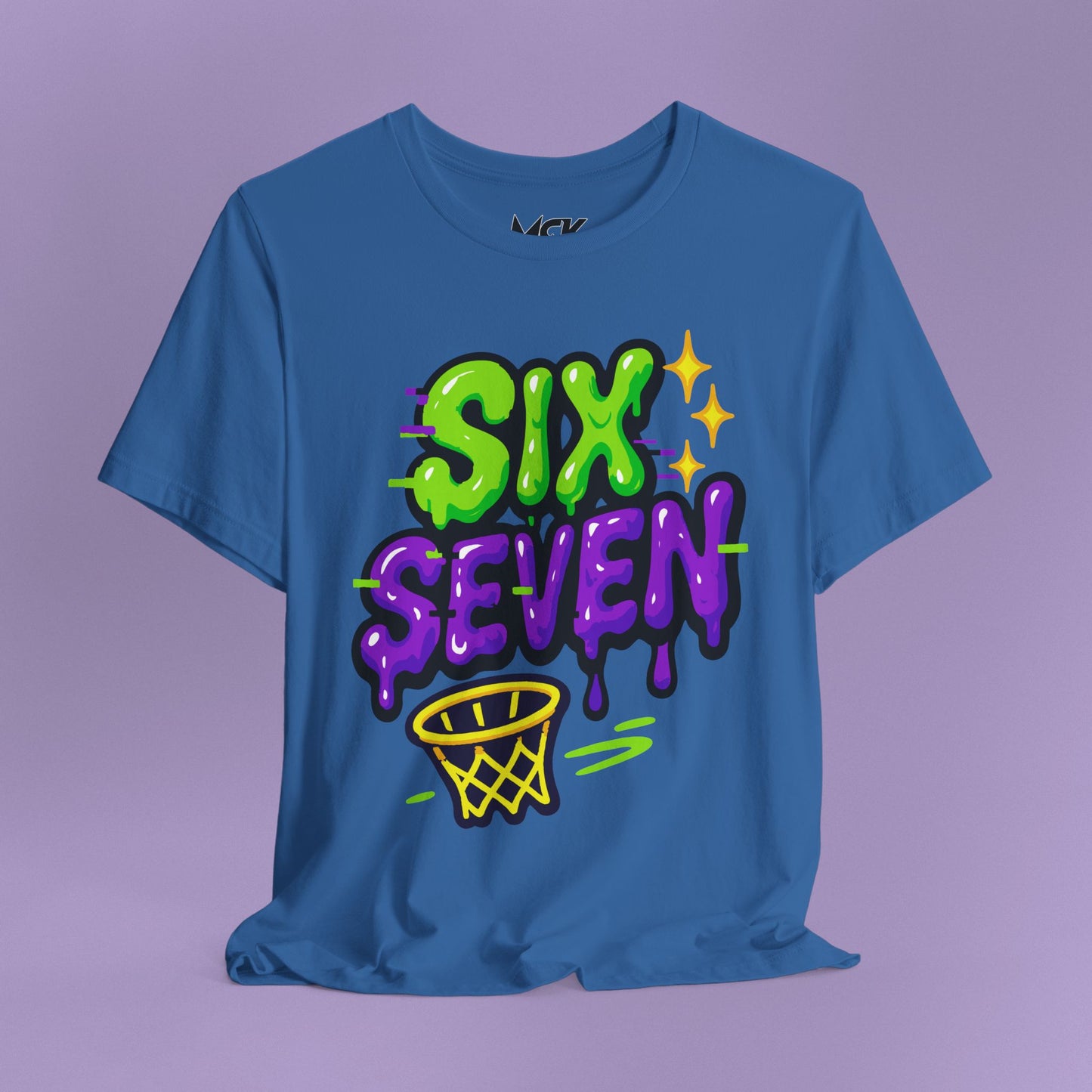 Six Seven Drip T-Shirt – Slime Font Basketball Meme Tee, TikTok Phrase Shirt