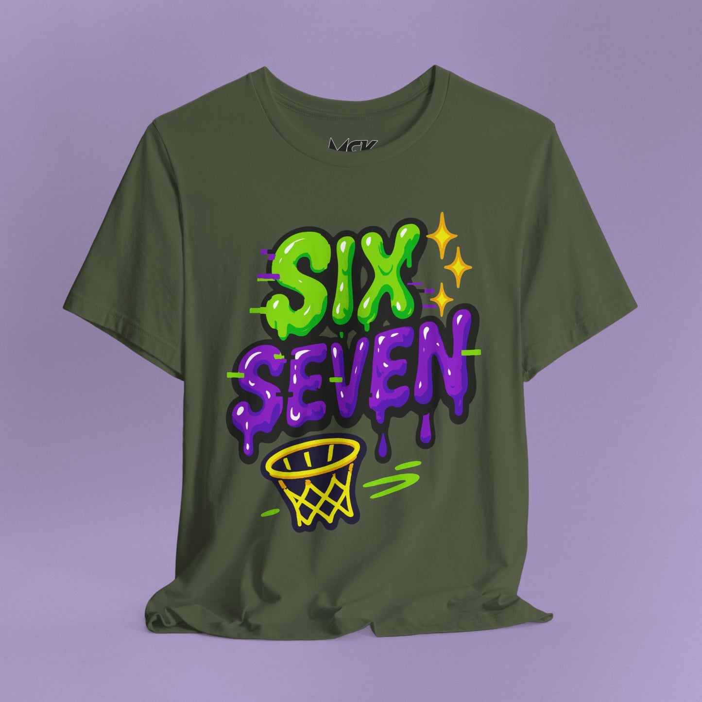 Six Seven Drip T-Shirt – Slime Font Basketball Meme Tee, TikTok Phrase Shirt