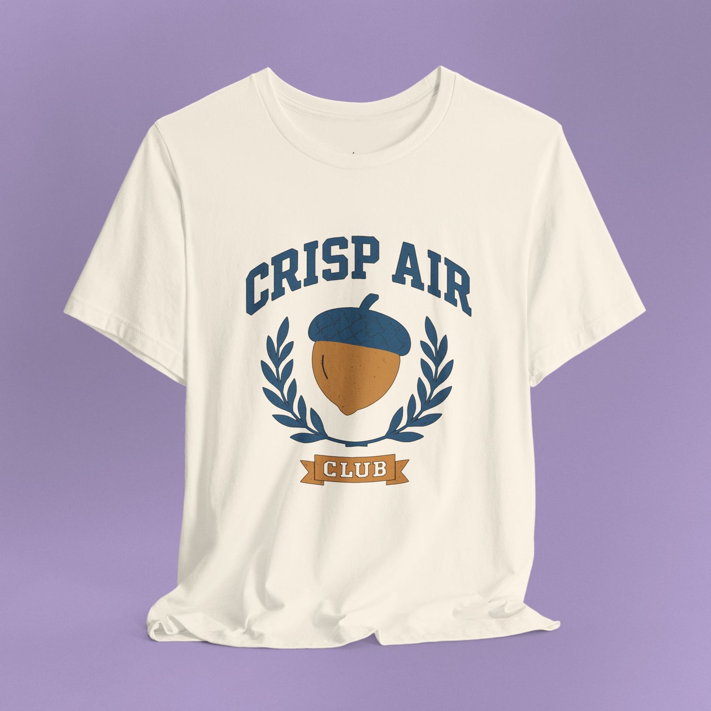 Autumn Nature Graphic T-Shirt – “Crisp Air Club” Acorn Crest Fall Coffee Walk Tee