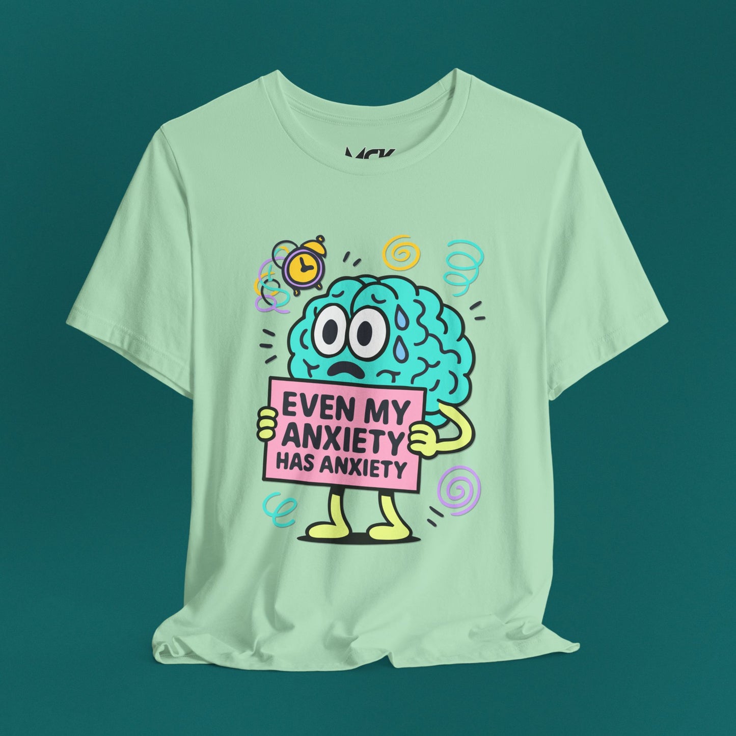 Even My Anxiety Has Anxiety Cartoon Tee – Funny Mental Health Graphic Shirt