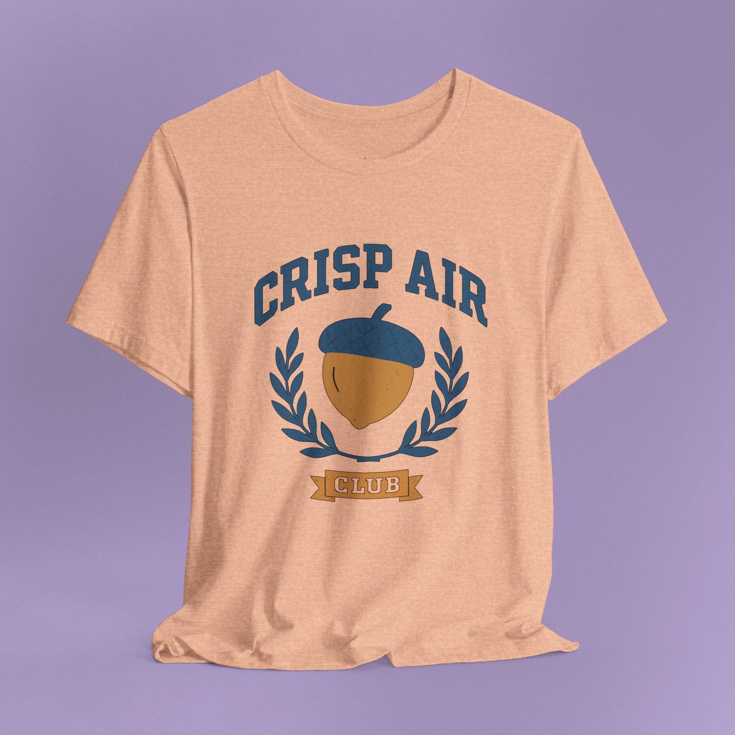 Autumn Nature Graphic T-Shirt – “Crisp Air Club” Acorn Crest Fall Coffee Walk Tee