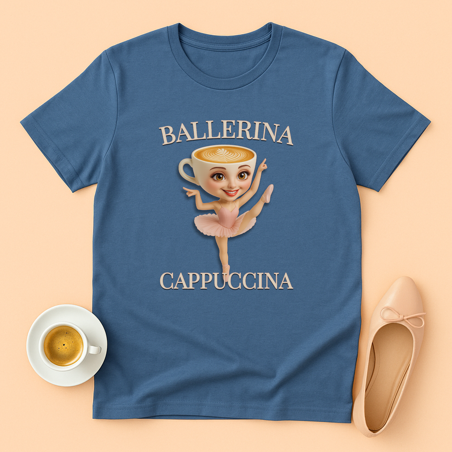 Ballerina Cappuccina Tee – Italian Brainrot Meme Shirt, Viral Cappuccino Ballerina Graphic Tee