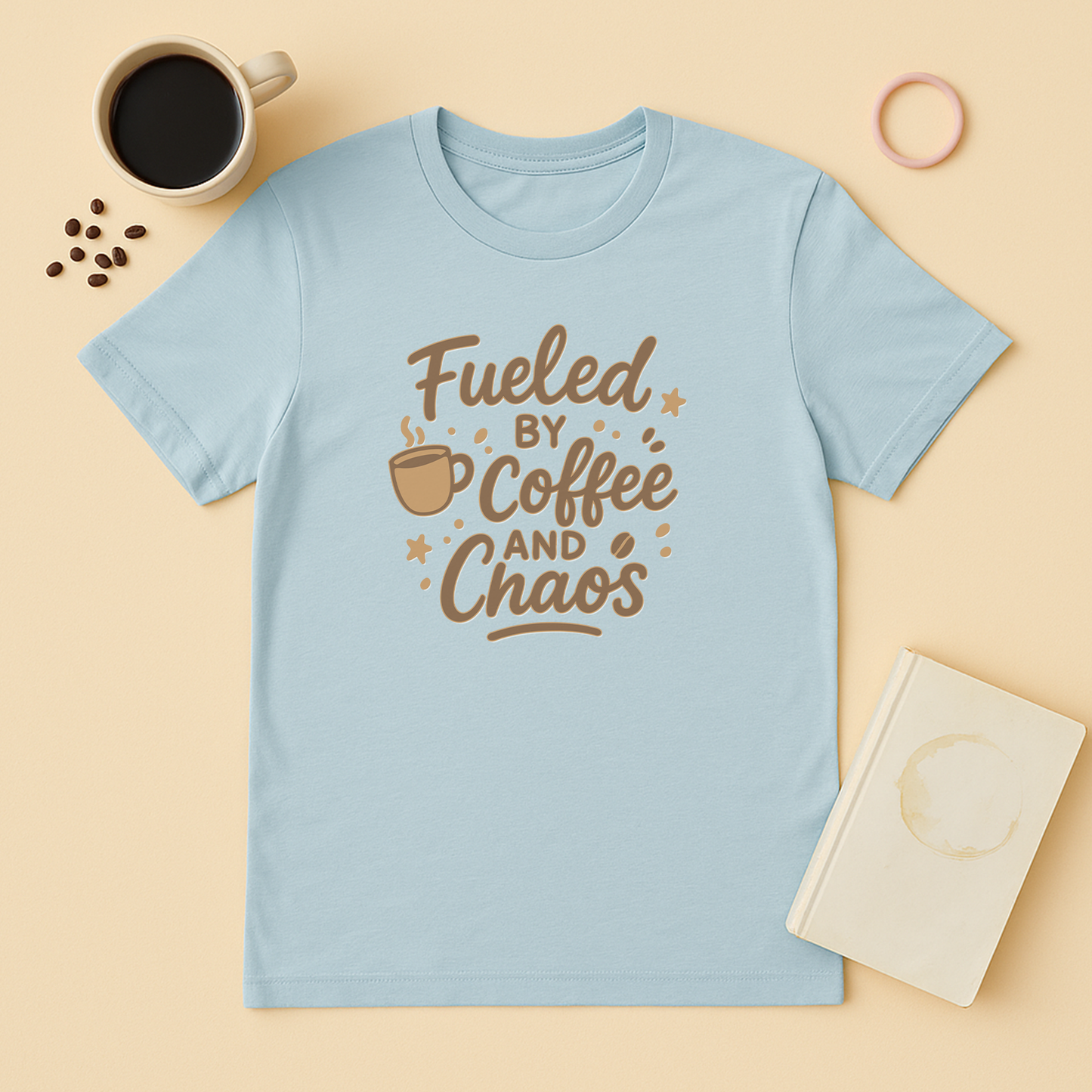 Fueled by Coffee & Chaos T‑Shirt – Relatable Mom/Teacher Humor Tee