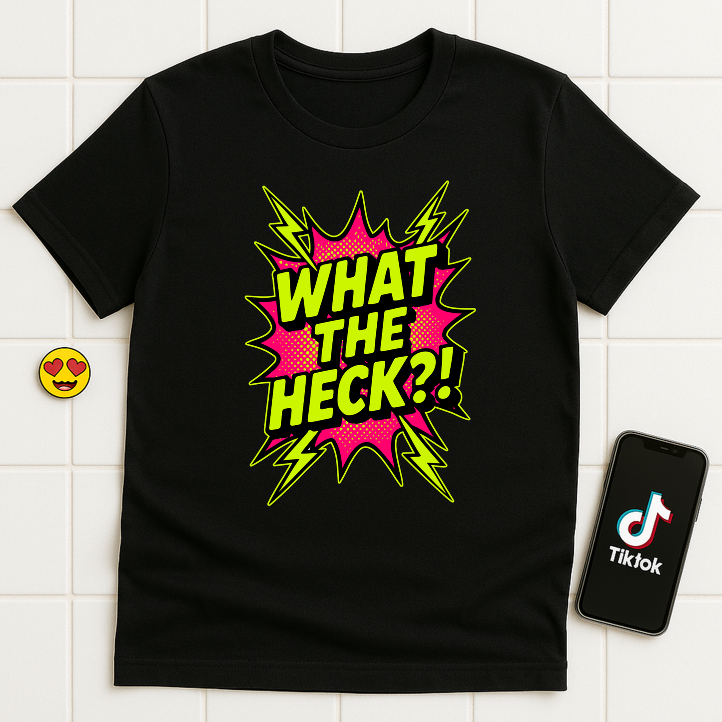 What The Heck?! Neon Meme Shirt – TikTok Viral Graphic Tee, Bold Y2K Style Unisex T-Shirt
