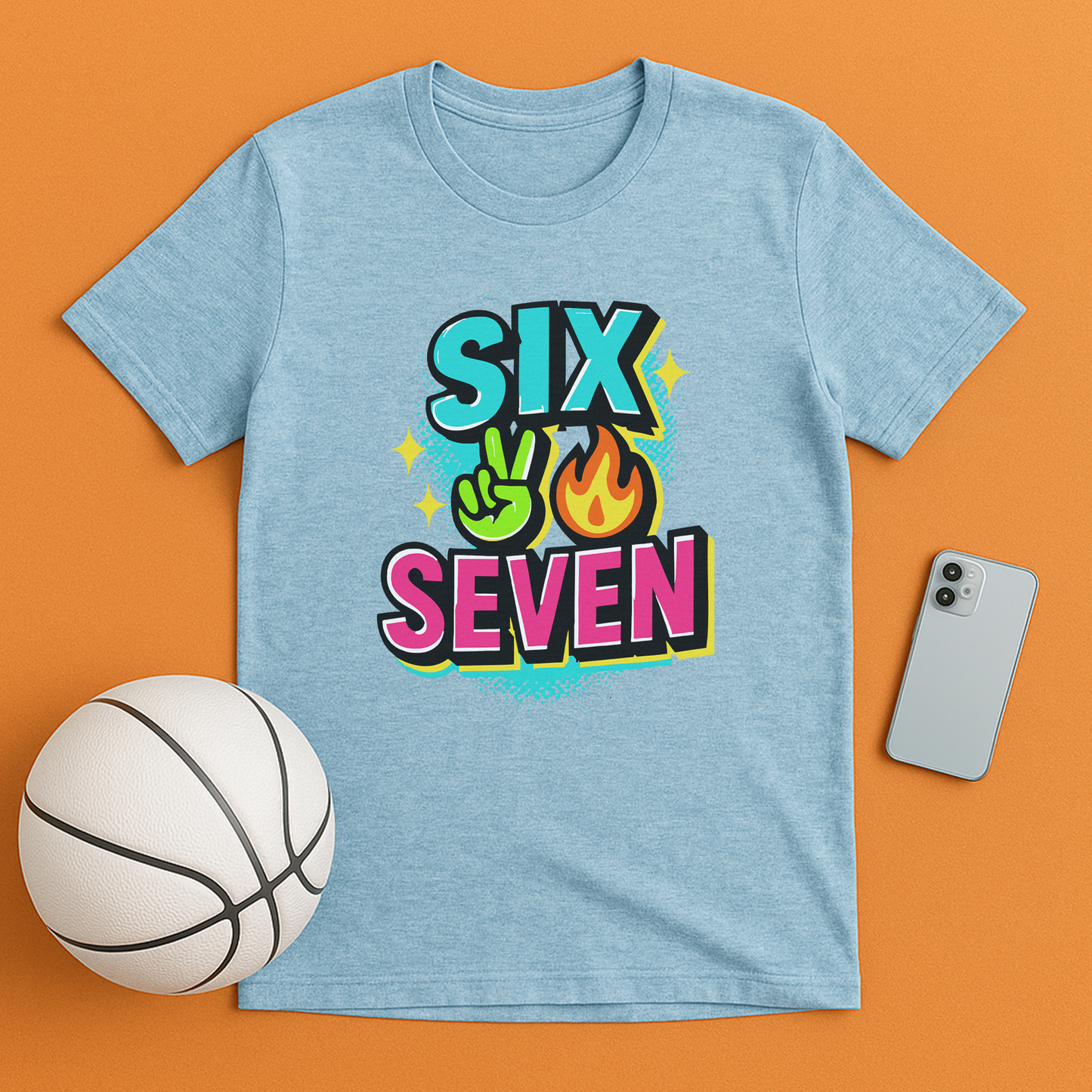 Six Seven T‑Shirt – Meme Slang Tee, TikTok Phrase & Basketball Humor
