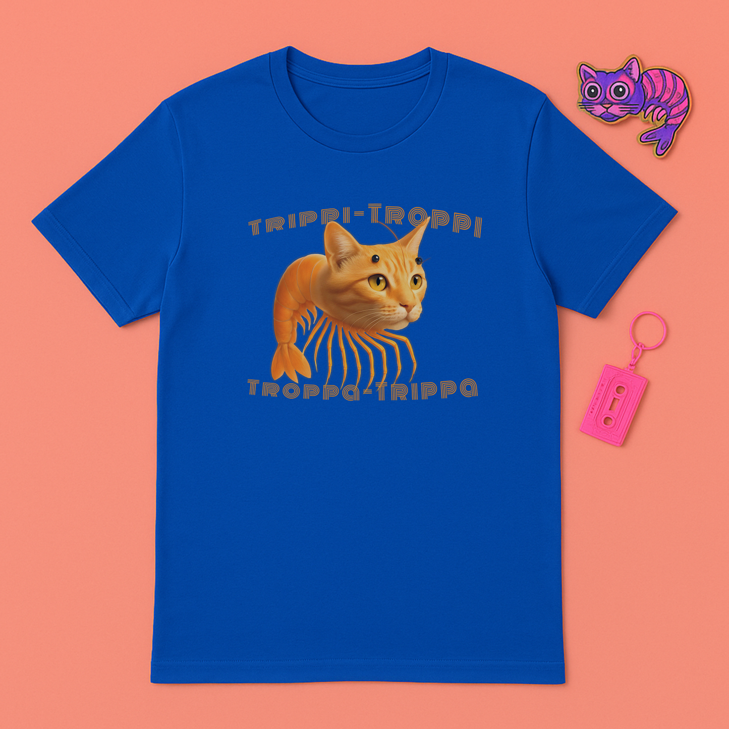 Trippi Troppi Cat‑Shrimp T‑Shirt – Italian Brainrot Meme Tee