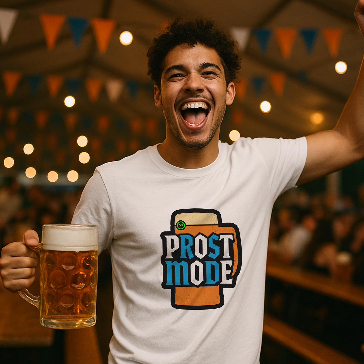 Oktoberfest Beer Shirt – Prost Mode ON Stein Graphic Drinking T-Shirt for Festivals & Beer Gardens