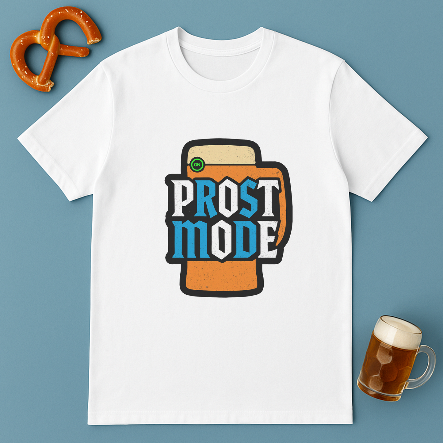 Oktoberfest Beer Shirt – Prost Mode ON Stein Graphic Drinking T-Shirt for Festivals & Beer Gardens