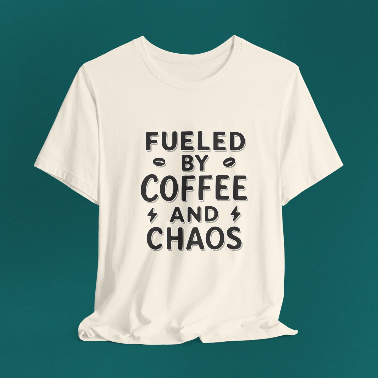 Fueled by Coffee and Chaos Bold Tee – Minimalist Mom/Teacher Humor Shirt