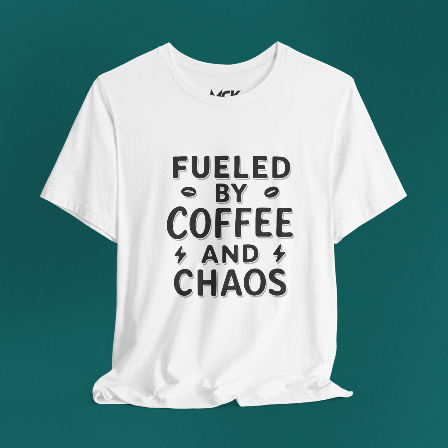 Fueled by Coffee and Chaos Bold Tee – Minimalist Mom/Teacher Humor Shirt
