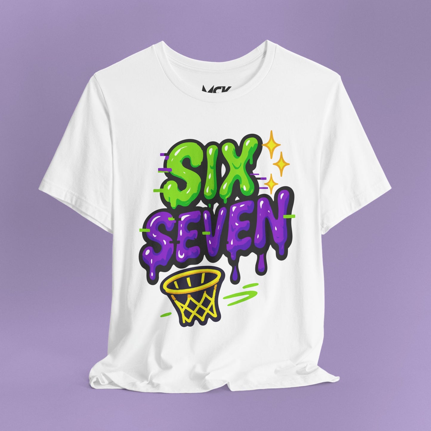 Six Seven Drip T-Shirt – Slime Font Basketball Meme Tee, TikTok Phrase Shirt