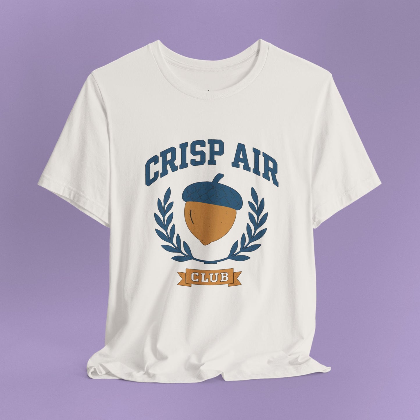 Autumn Nature Graphic T-Shirt – “Crisp Air Club” Acorn Crest Fall Coffee Walk Tee