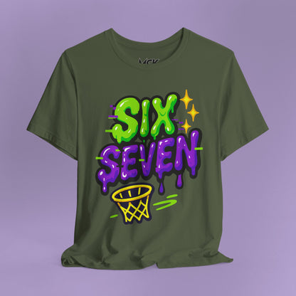 Six Seven Drip T-Shirt – Slime Font Basketball Meme Tee, TikTok Phrase Shirt