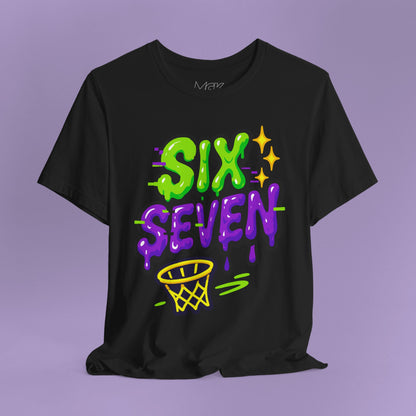 Six Seven Drip T-Shirt – Slime Font Basketball Meme Tee, TikTok Phrase Shirt
