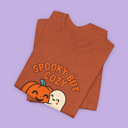 Cozy Ghost Halloween Shirt – Spooky Season Pumpkin Tee, Fall Aesthetic Graphic for Teachers & Moms, Cute Autumn Latte Vibes