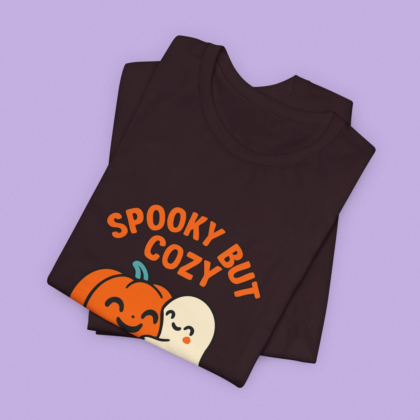 Cozy Ghost Halloween Shirt – Spooky Season Pumpkin Tee, Fall Aesthetic Graphic for Teachers & Moms, Cute Autumn Latte Vibes