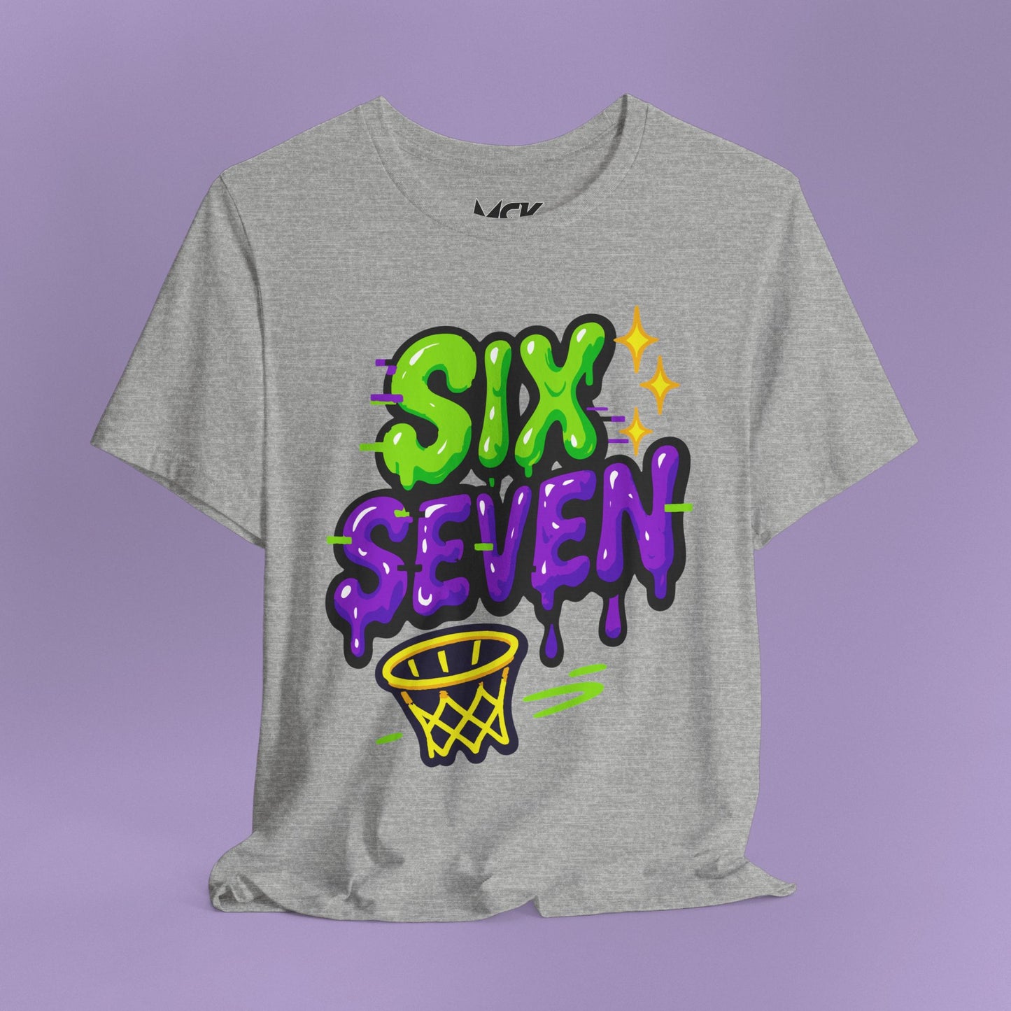 Six Seven Drip T-Shirt – Slime Font Basketball Meme Tee, TikTok Phrase Shirt
