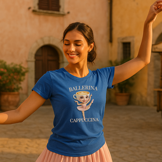 Ballerina Cappuccina Tee – Italian Brainrot Meme Shirt, Viral Cappuccino Ballerina Graphic Tee