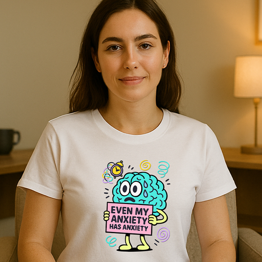 Even My Anxiety Has Anxiety Cartoon Tee – Funny Mental Health Graphic Shirt