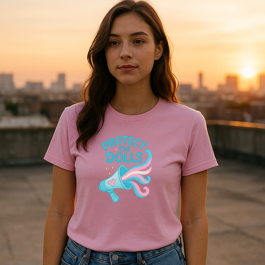 Protect The Dolls Tee – Trans Rights Shirt, Cute Pastel LGBTQ+ Pride Graphic T-Shirt