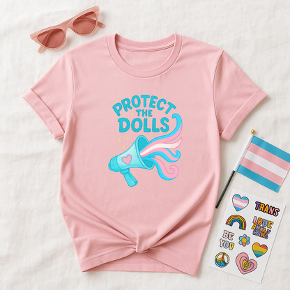 Protect The Dolls Tee – Trans Rights Shirt, Cute Pastel LGBTQ+ Pride Graphic T-Shirt