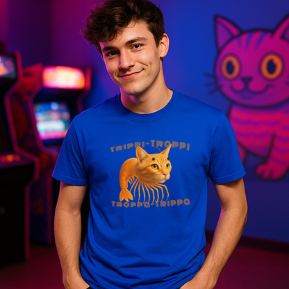 Trippi Troppi Cat‑Shrimp T‑Shirt – Italian Brainrot Meme Tee