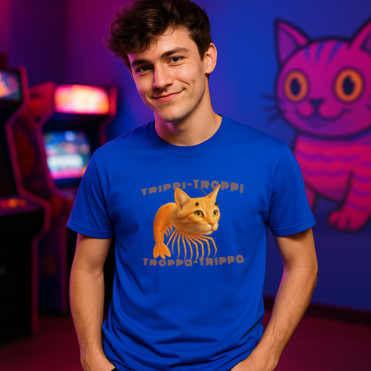 Trippi Troppi Cat‑Shrimp T‑Shirt – Italian Brainrot Meme Tee