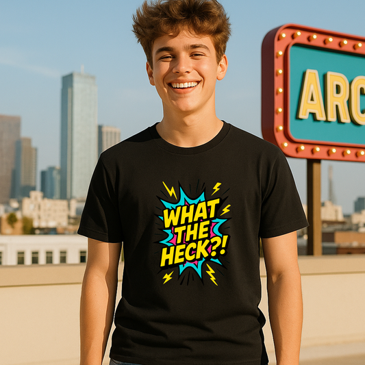 What The Heck?! T‑Shirt – TikTok Meme Tee, Bold Pop‑Art Graphic Shirt