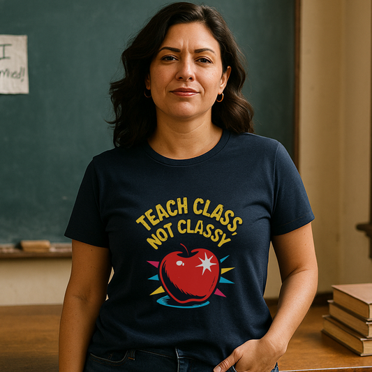 Teach Class Not Classy T-Shirt – Funny Teacher Graphic Tee, Back-to-School Humor