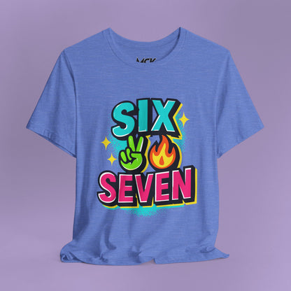 Six Seven T‑Shirt – Meme Slang Tee, TikTok Phrase & Basketball Humor