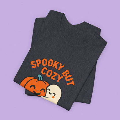 Cozy Ghost Halloween Shirt – Spooky Season Pumpkin Tee, Fall Aesthetic Graphic for Teachers & Moms, Cute Autumn Latte Vibes