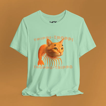 Trippi Troppi Cat‑Shrimp T‑Shirt – Italian Brainrot Meme Tee