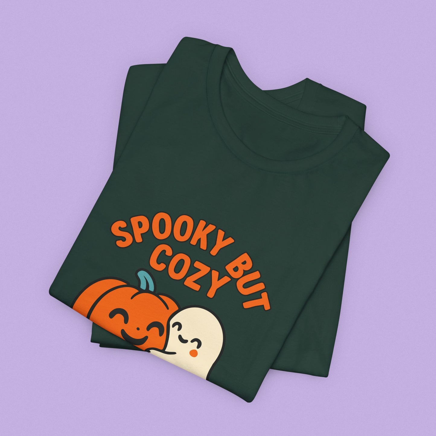 Cozy Ghost Halloween Shirt – Spooky Season Pumpkin Tee, Fall Aesthetic Graphic for Teachers & Moms, Cute Autumn Latte Vibes