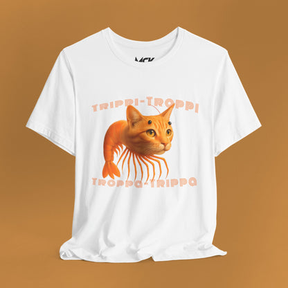 Trippi Troppi Cat‑Shrimp T‑Shirt – Italian Brainrot Meme Tee