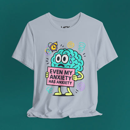 Even My Anxiety Has Anxiety Cartoon Tee – Funny Mental Health Graphic Shirt