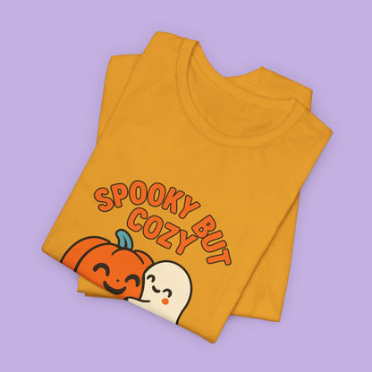 Cozy Ghost Halloween Shirt – Spooky Season Pumpkin Tee, Fall Aesthetic Graphic for Teachers & Moms, Cute Autumn Latte Vibes